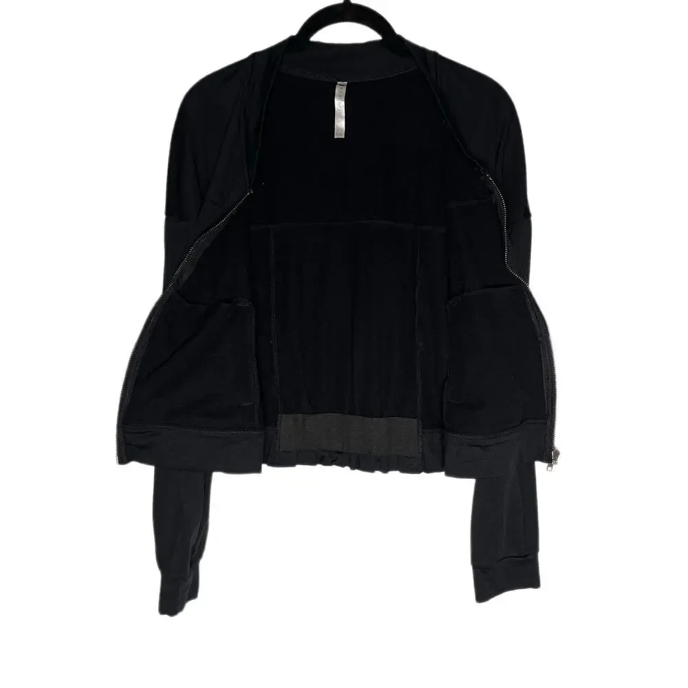 Fabletics Cropped Zip Up Attis Bomber Jacket Women's Size XS black